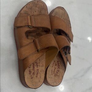 Kork-Ease Tan Leather Slide Sandals